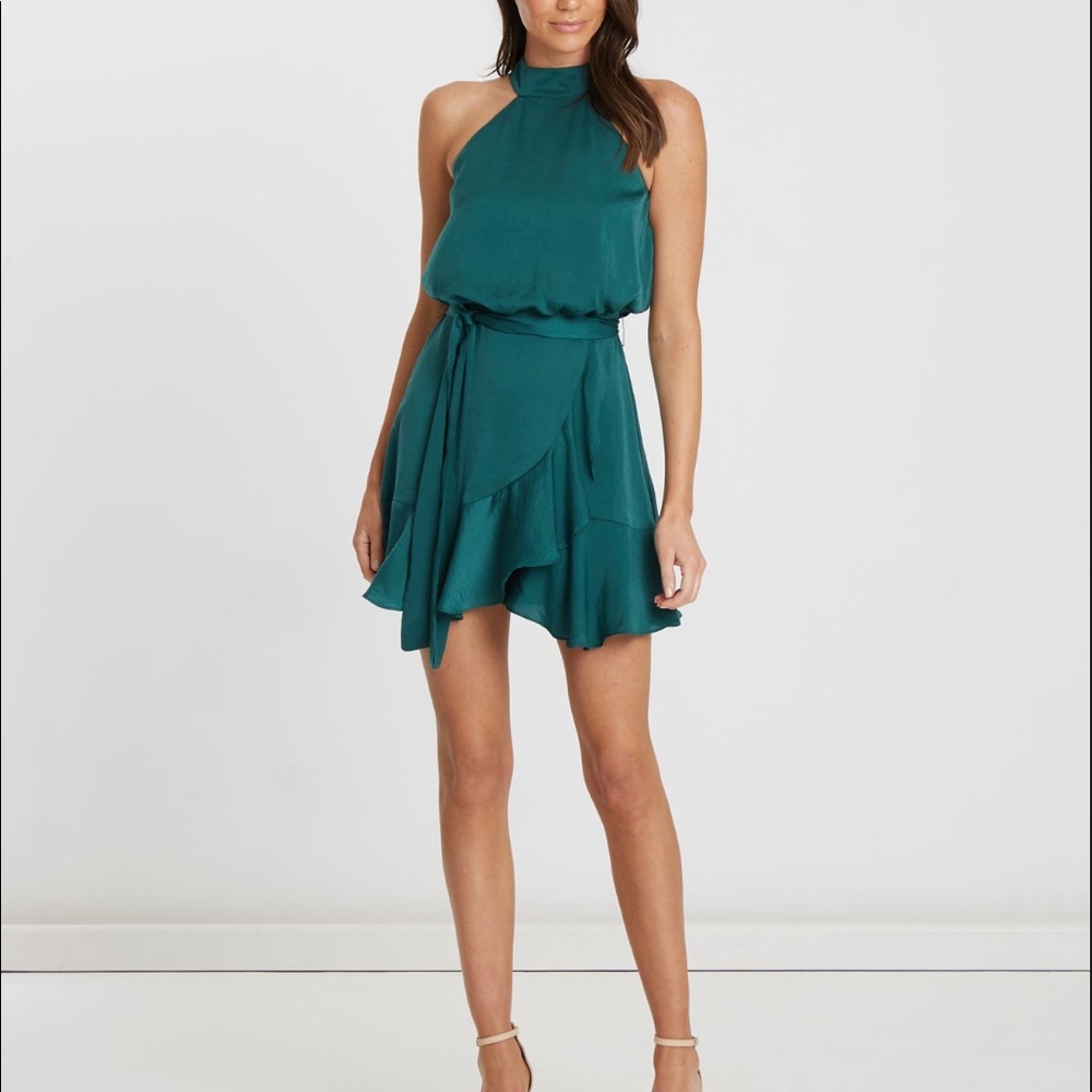 Emerald high neck dress by Tussah